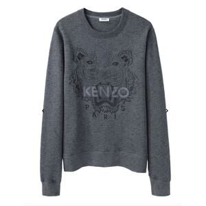KENZO Paris Tiger Melange Sweatshirt Heathered Gray Cotton Embroidered Unisex M